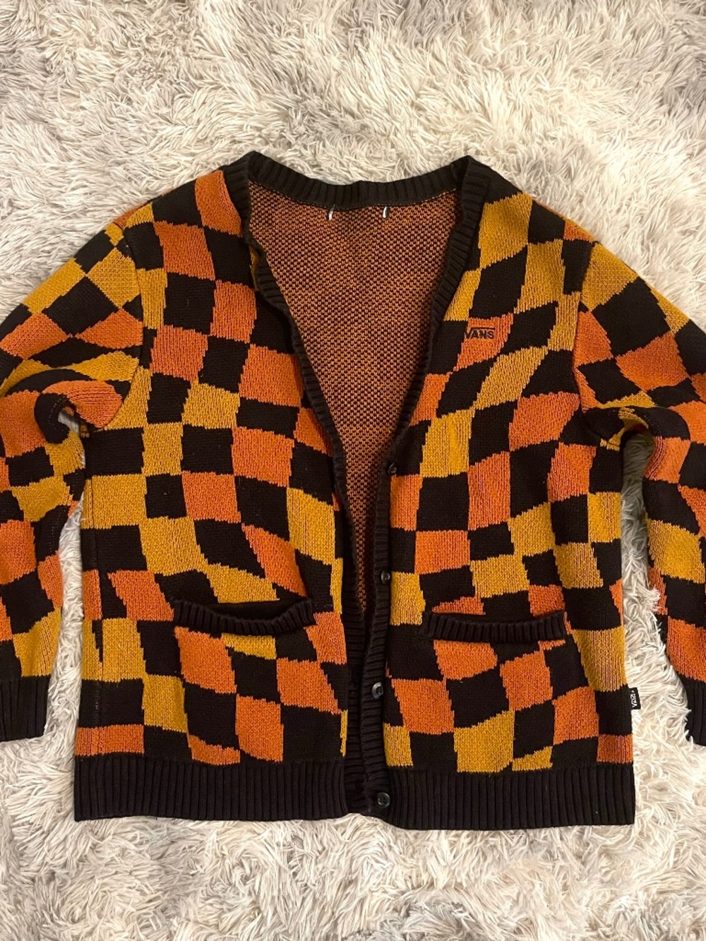 VANS Embroidered Checkered Cardigan Unisex Oversized Medium / Slim Large